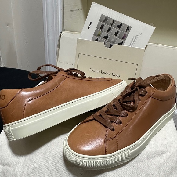 New in box Men’s Koio Italian leather brown sneaker/walking shoes Sz EU 40 US 7 - Picture 3 of 10